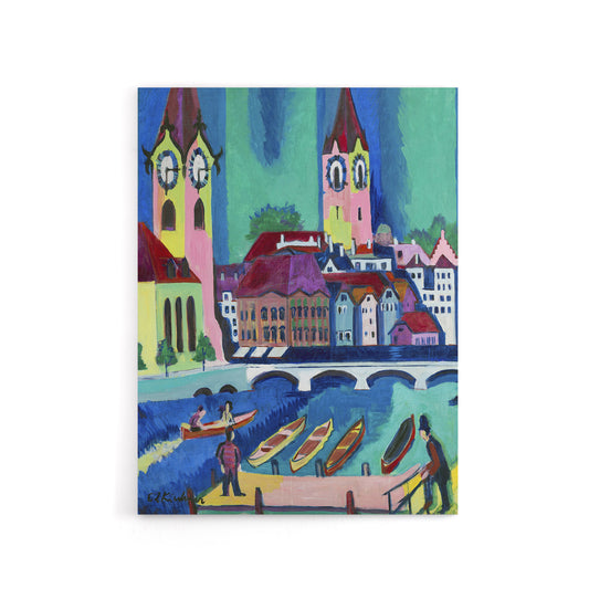 Zurich Colourful Cityscape Kirchner Canvas Wall Art Print