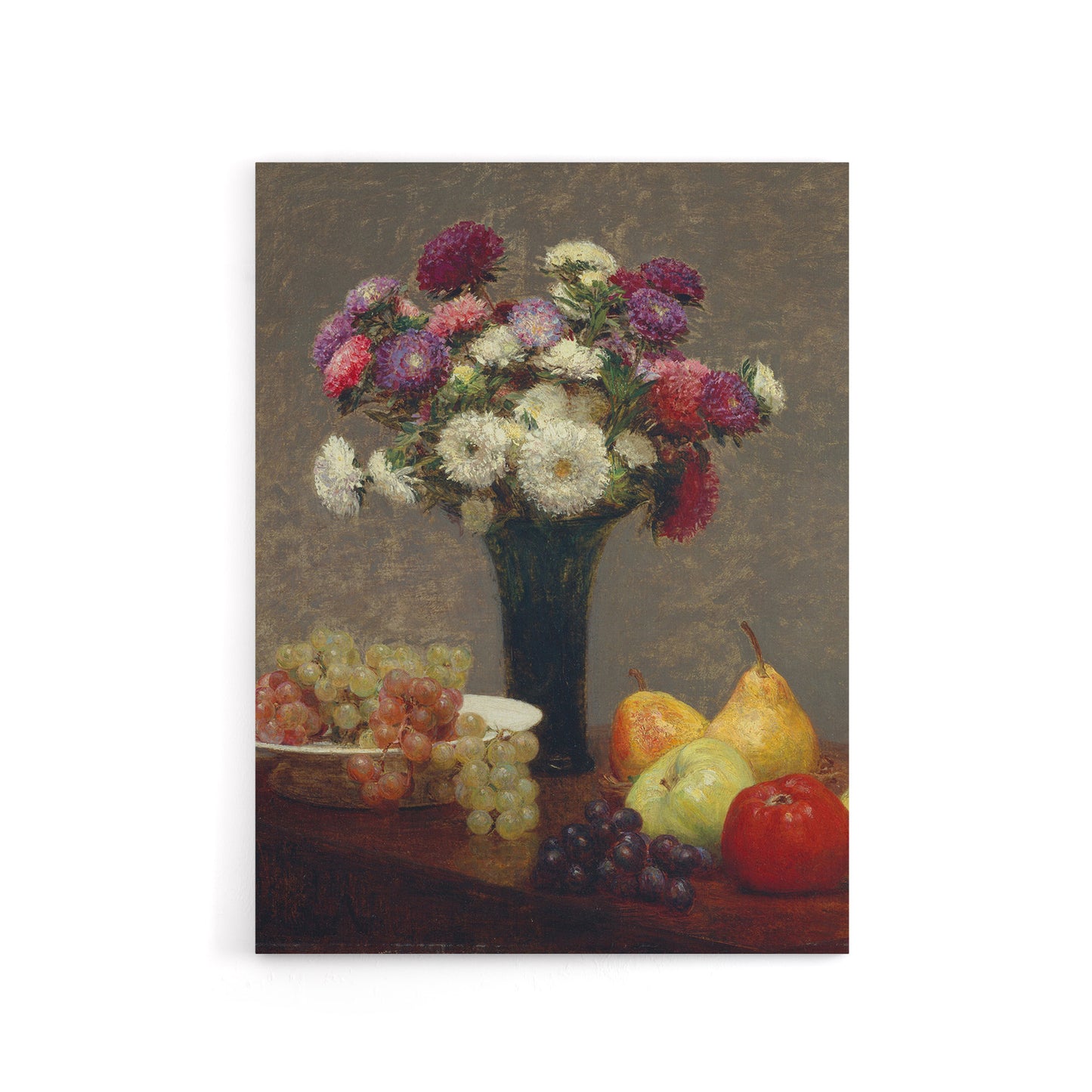 Asters and Fruit on a Table Latour Canvas Wall Art Print