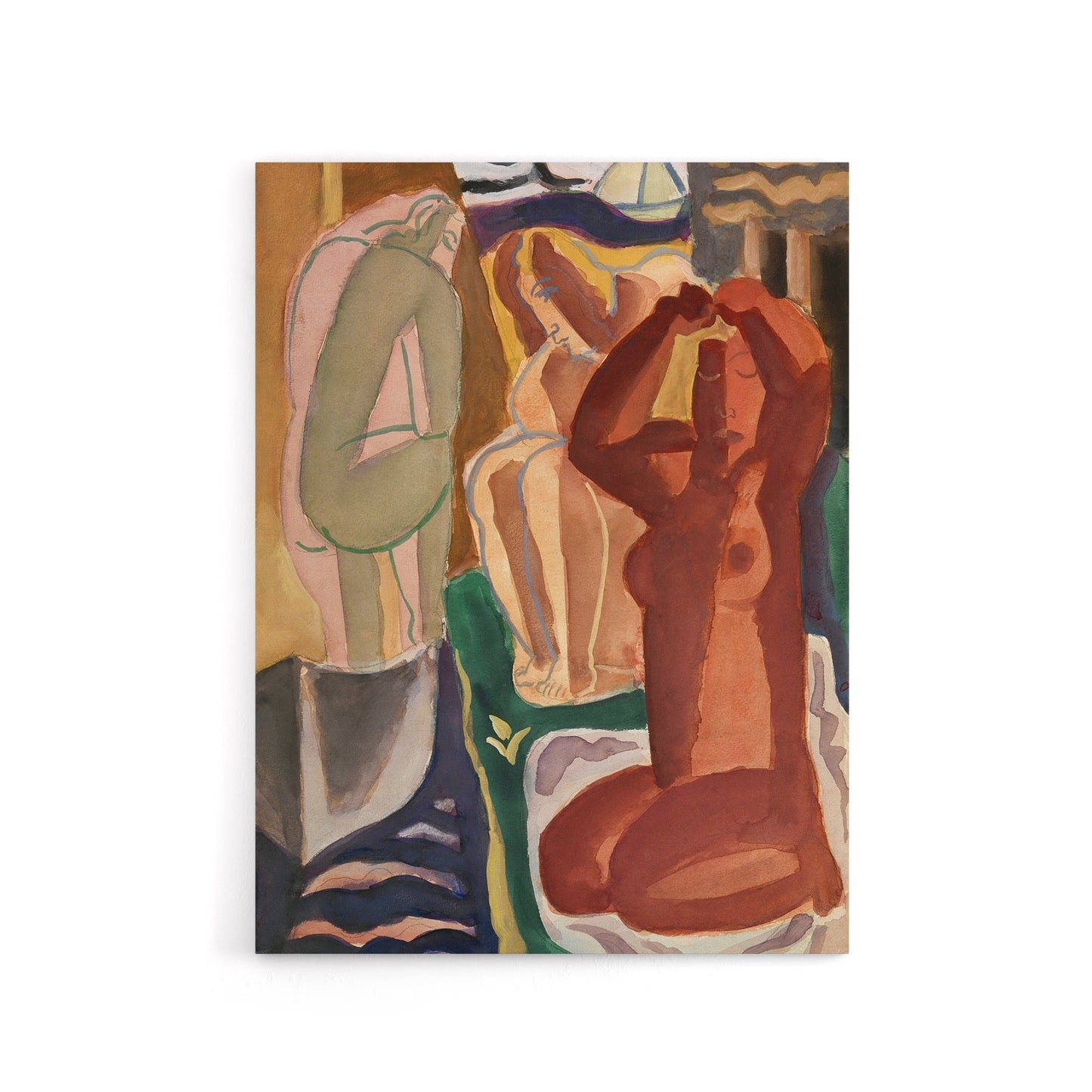 Bathing Women Abstract Painting Leo Gestel Canvas Wall Art