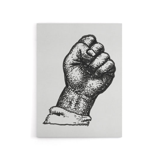 Clenched Fist Black and White Drawing Gestel Canvas Wall Art