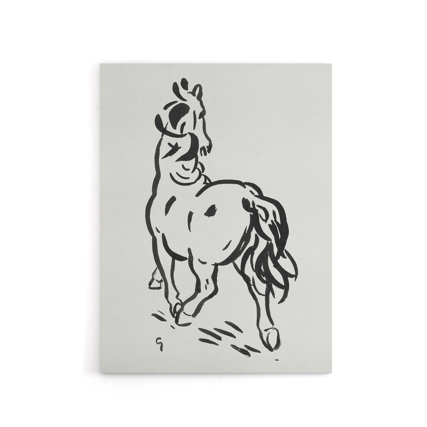 Horse Black And White Ink Sketch Leo Gestel Canvas Wall Art
