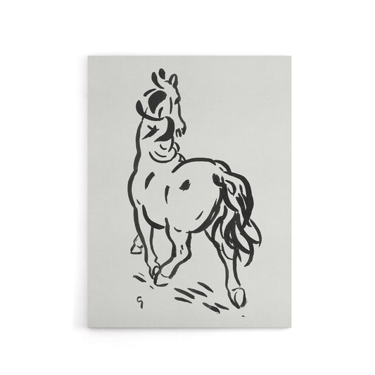 Horse Black And White Ink Sketch Leo Gestel Canvas Wall Art