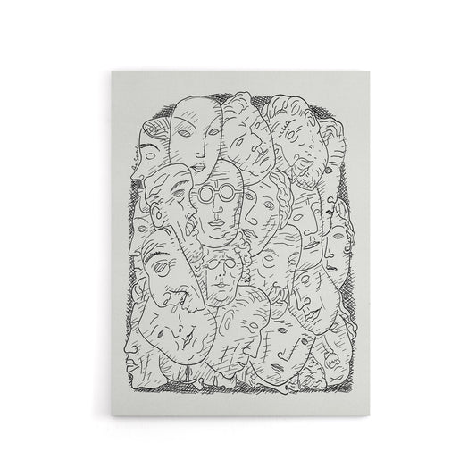 Maskers Masks Black And White Drawing Gestel Canvas Wall Art