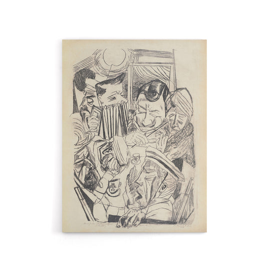 The Patriotic Song Pencil Drawing Beckmann Canvas Wall Art