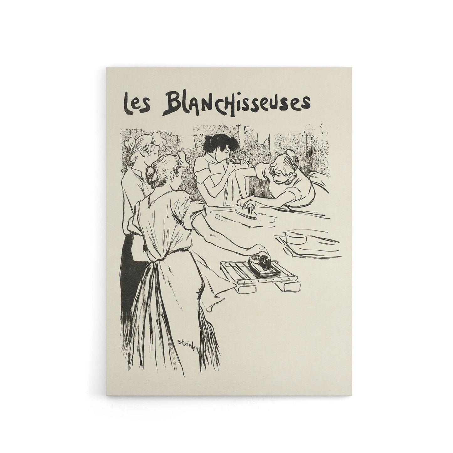 The Washerwomen Black White Illustration Steinlen Canvas Wall Art