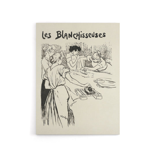 The Washerwomen Black White Illustration Steinlen Canvas Wall Art