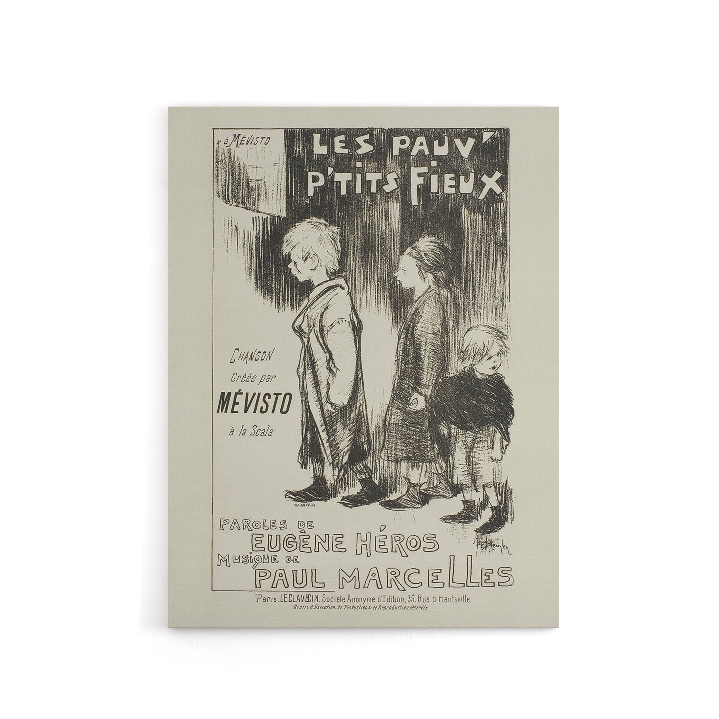Poor Little Things Poster Sketch Steinlen Canvas Wall Art