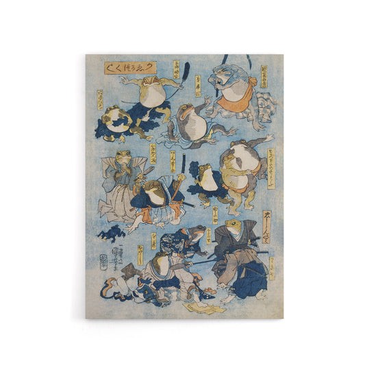 Kabuki Famous Heroes Played by Frogs Kuniyoshi Canvas Wall Art