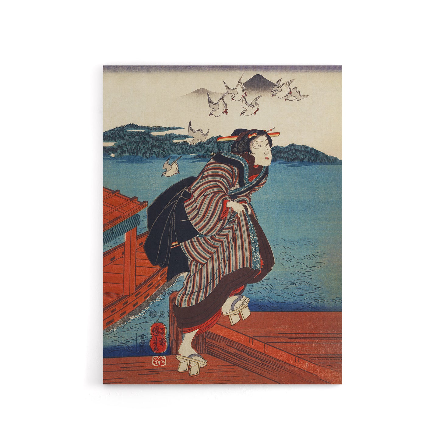Young Woman at Sanbashi Pier Kuniyoshi Canvas Wall Art Print