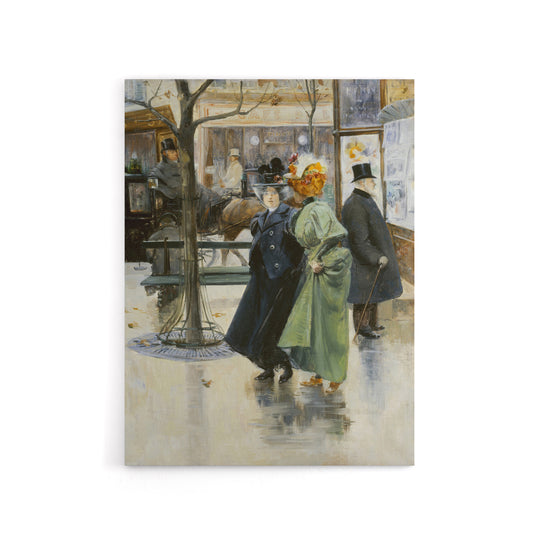 Abel Truchet On the Boulevards Parisian Street View Canvas Wall Art Print