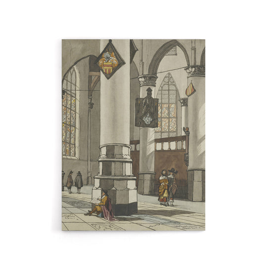 Cornelis Ploos van Amstel Gothic Church Interior Canvas Wall Art Print