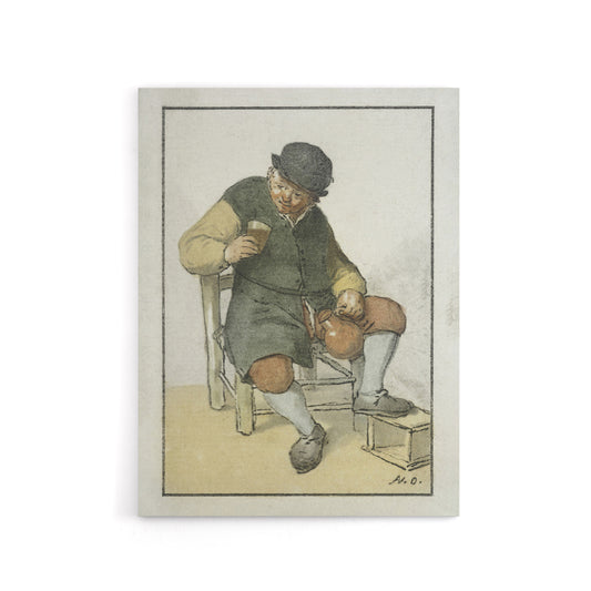Cornelis Ploos van Amstel Seated Farmer with Jug Canvas Wall Art Print