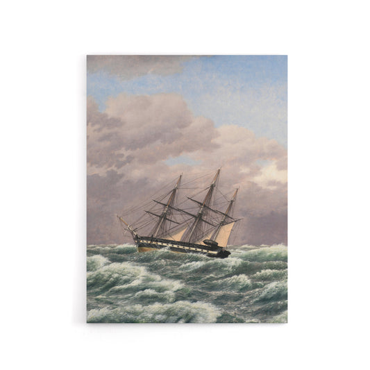 CW Eckersberg Corvette Galathea in a North Sea Storm Canvas Wall Art Print