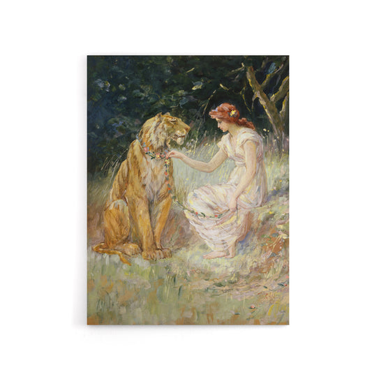 Frederick Stuart Church Lady and the Tiger Canvas Wall Art Print