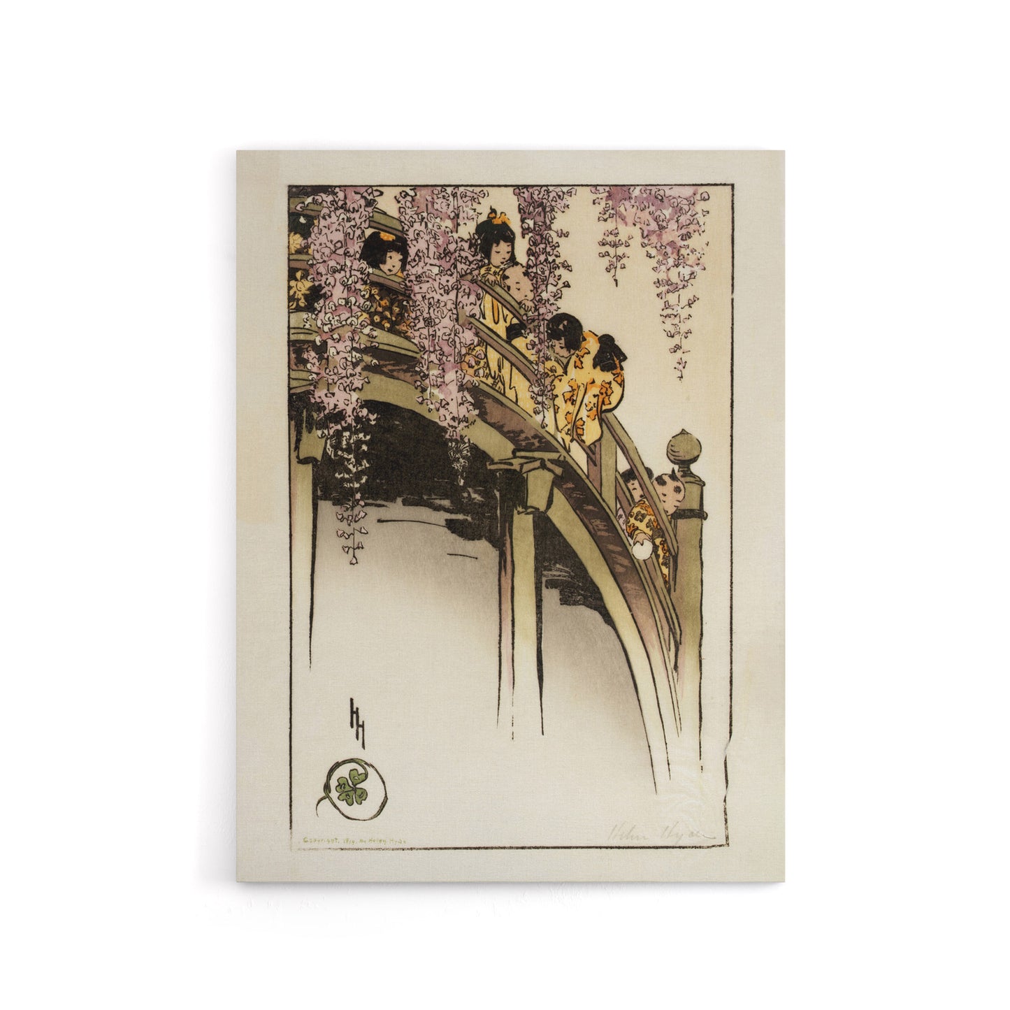 Helen Hyde Children on The Moon Bridge at Kameido Canvas Wall Art Print