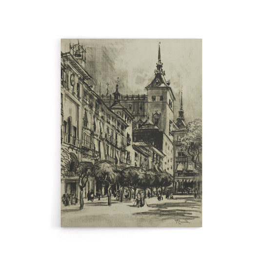 Joseph Pennell The Zocodover Toledo Cityscape Drawing Canvas Wall Art Print