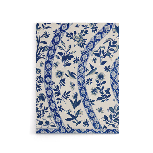 Owen Jones Elegant Blue Flower Bird China Pattern Canvas Wall Art Print