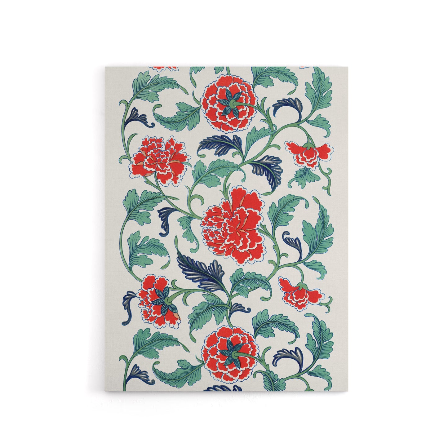 Owen Jones Elegant Red Flower Filigree Pattern Canvas Wall Art Print
