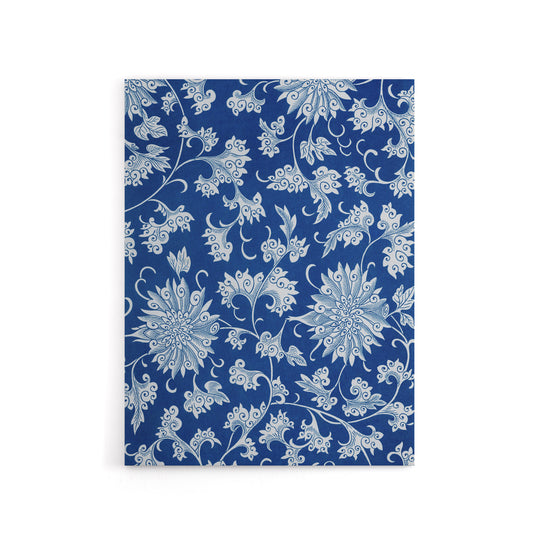 Owen Jones Ornamental Flower Pattern in Blue Canvas Wall Art Print