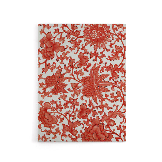 Owen Jones Ornamental Flower Pattern in Red Canvas Wall Art Print