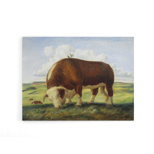 John S Curry Ajax Hereford Bull and Birds Canvas Wall Art Print