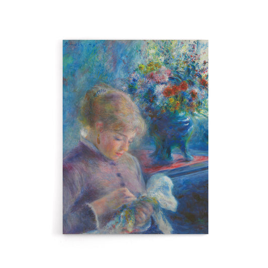 Renoir Young Woman Sewing Canvas Wall Art Print