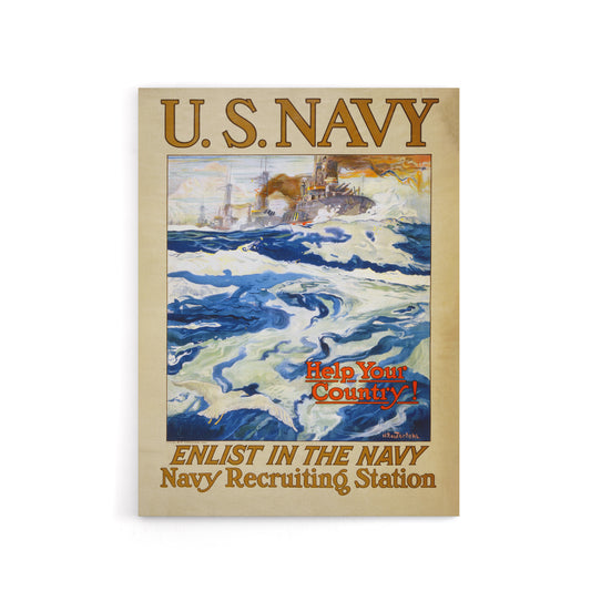 Henry Reuterdahl WWI USA Navy Recruitment Canvas Wall Art Print