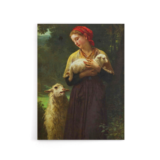 William Bouguereau The Newborn Lamb Canvas Wall Art Print