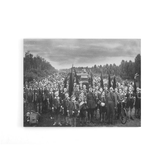 Bulla 1937 Schoolchildren Gas Mask Drill Canvas Wall Art Print