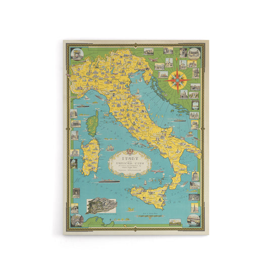Chase 1944 Pictorial Map Italy Vatican City Canvas Wall Art Print