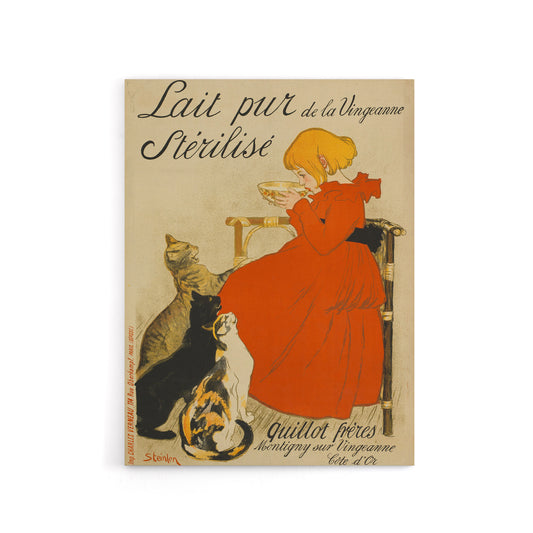 Steinlen Quillot Brothers French Milk Advert Canvas Wall Art Print