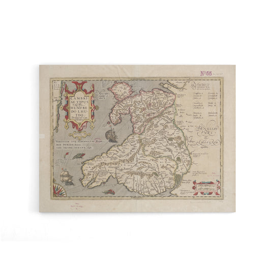 Hondius 1633 Wales Latin Early Map Canvas Wall Art Print