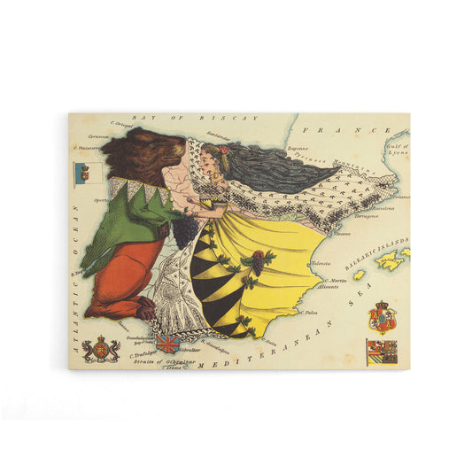 Lancaster 1869 Spain Portugal Pictorial Map Canvas Wall Art Print