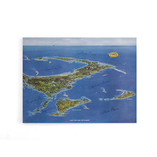 Macdonald 1958 Map Cape Cod And The Islands Canvas Wall Art Print
