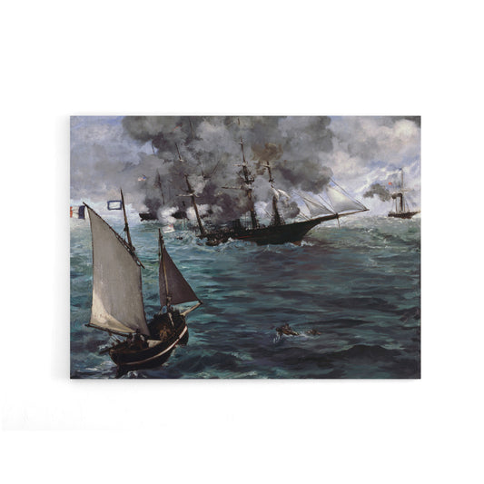 Manet USS Kearsarge and CSS Alabama Battle Canvas Wall Art Print