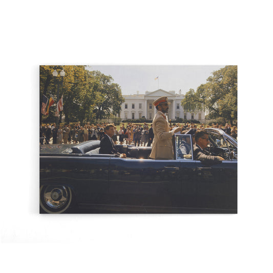 JFK Kennedy Emperor Haile Selassie Parade Canvas Wall Art Print