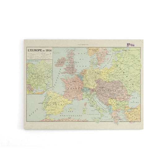 Peltier 1914 French Political Map of Europe Canvas Wall Art Print