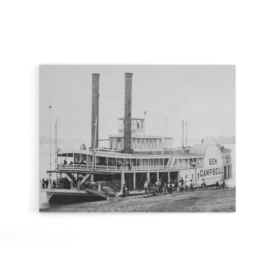 River Steamboat Ben Campbell At Landing Canvas Wall Art Print