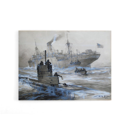 Stower WWI U boat Sinking of Linda Blanche Canvas Wall Art Print