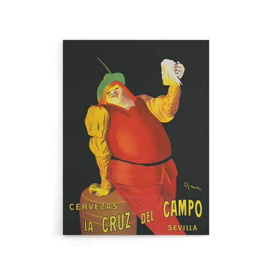 Cappiello Cervezas Cruz Campo Beer Advert Canvas Wall Art Print