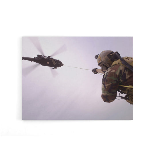Military Afghan Army UH 60 Hawk Helicopter Canvas Wall Art Print