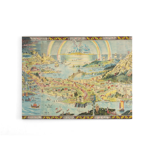 Map Sleigh 1918 Ancient Fairyland Fantasy Canvas Wall Art Print