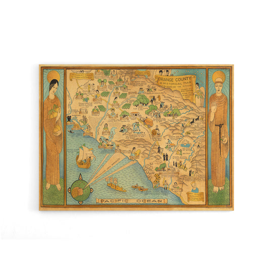 Map Ames 1929 Historic California County Canvas Wall Art Print