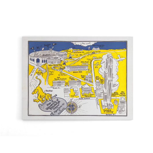 Map Hungerford 1935 Pittsburgh University Canvas Wall Art Print