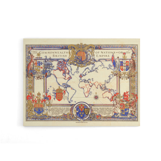 Map Webb 1937 British Empire Canvas Wall Art Print