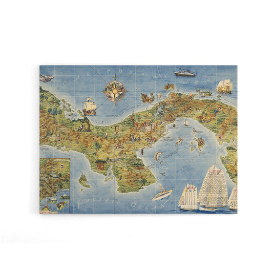 Map Herman 1941 Panama Canal Canvas Wall Art Print