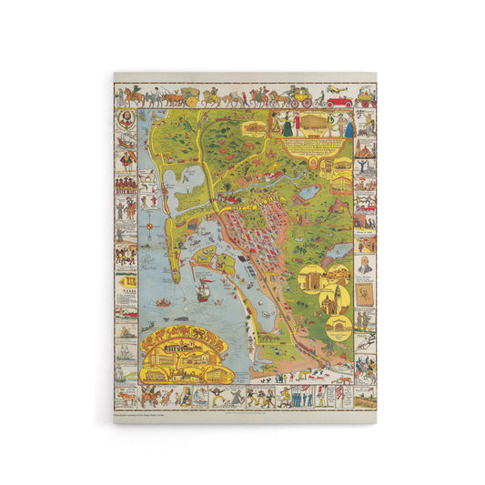 California Map Mora 1928 City San Diego Canvas Wall Art Print