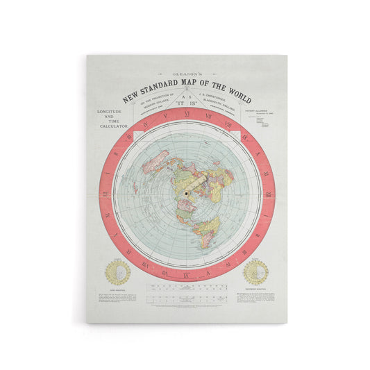 Map Gleason 1892 World Time Canvas Wall Art Print