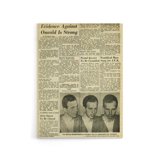 Assassination Kennedy JFK Harvey Oswald Canvas Wall Art Print