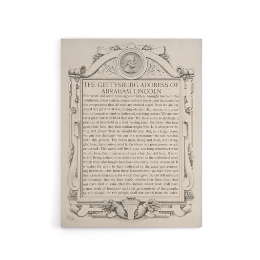 Gettysburg Address Abraham Lincoln Canvas Wall Art Print